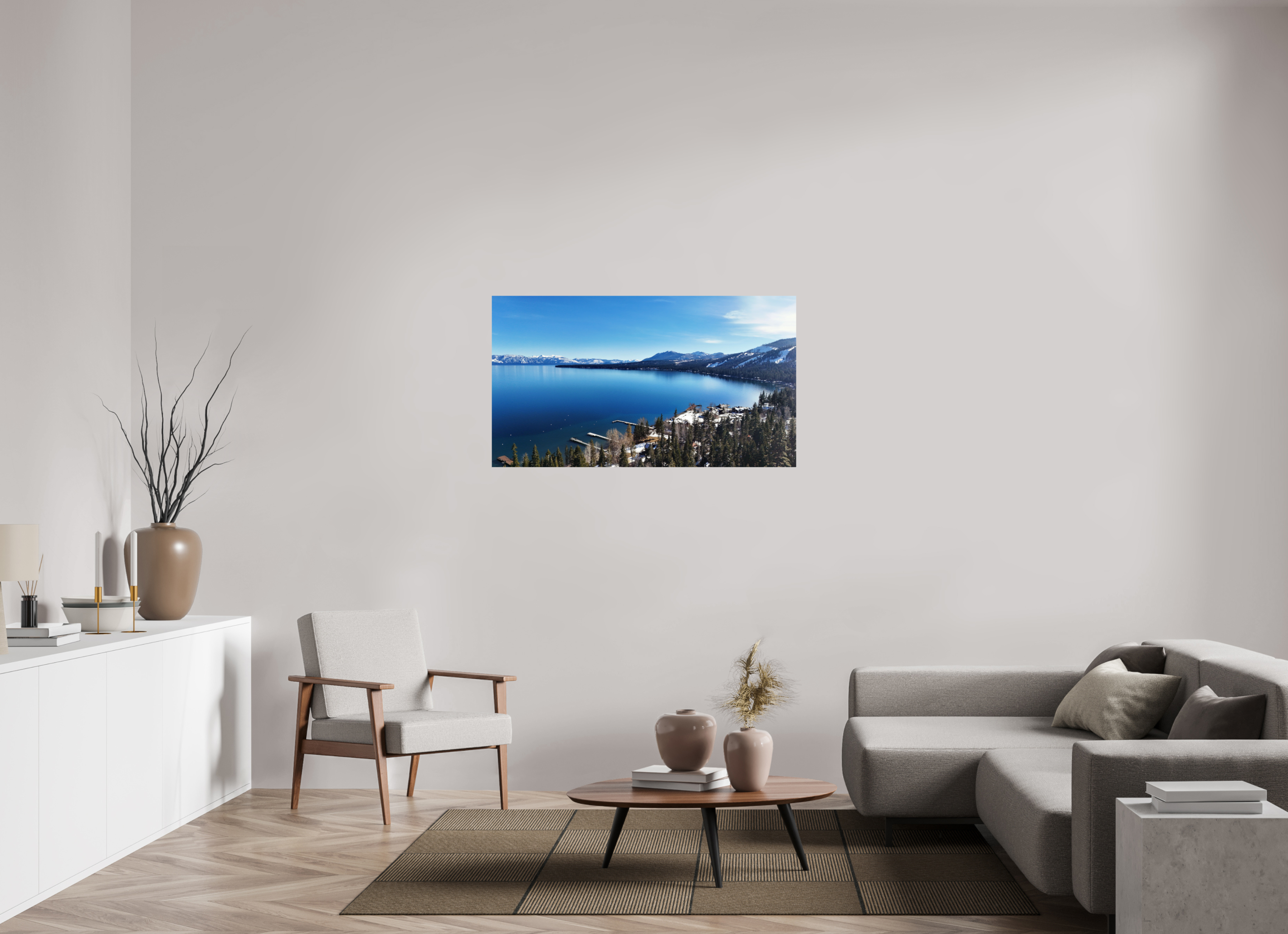 49 x 27.6″, Photo Print Lake Tahoe Winter Calm