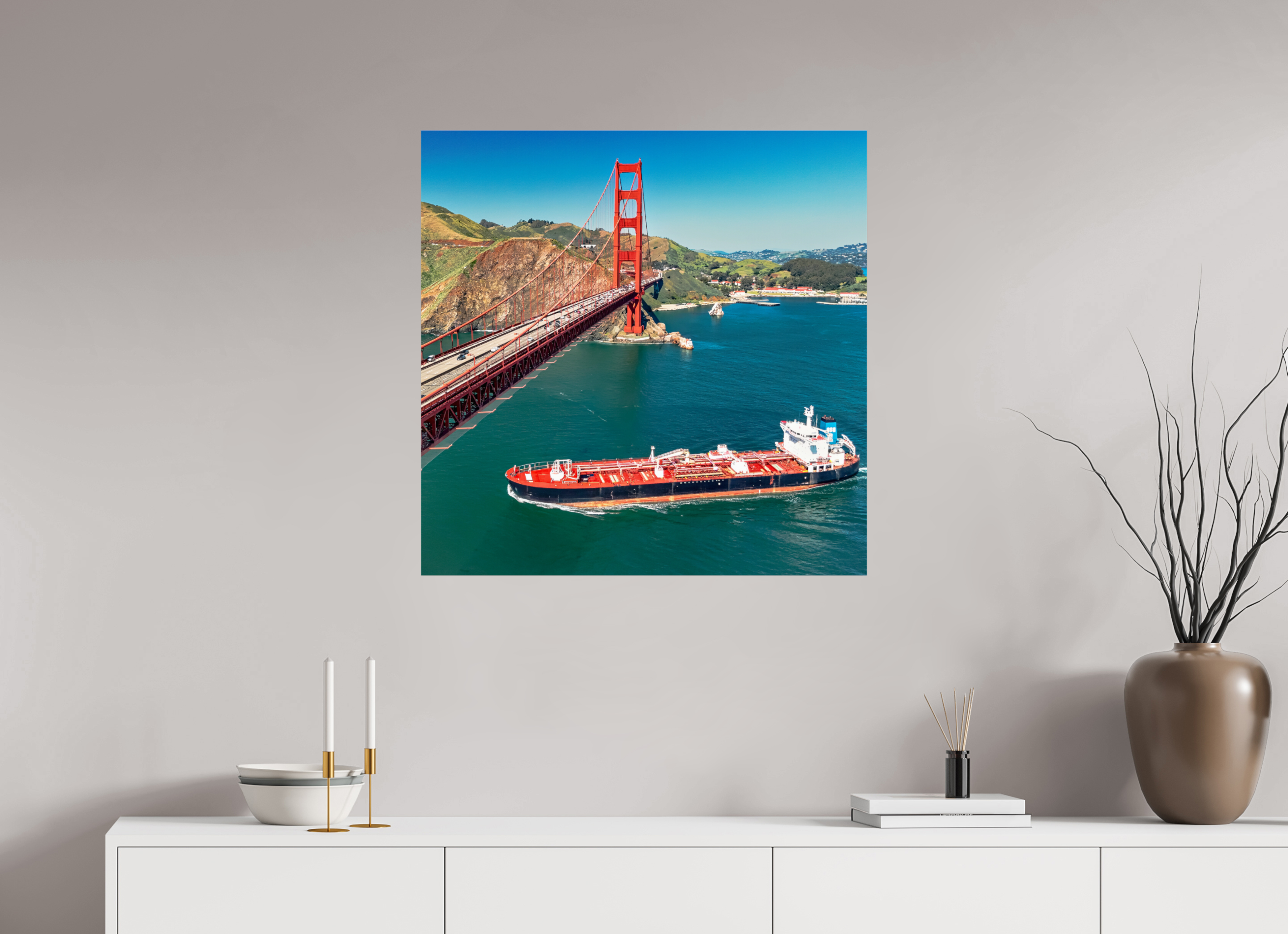 30 x 30″, Photo Print Under Acrylic Glass Golden Gate Bridge