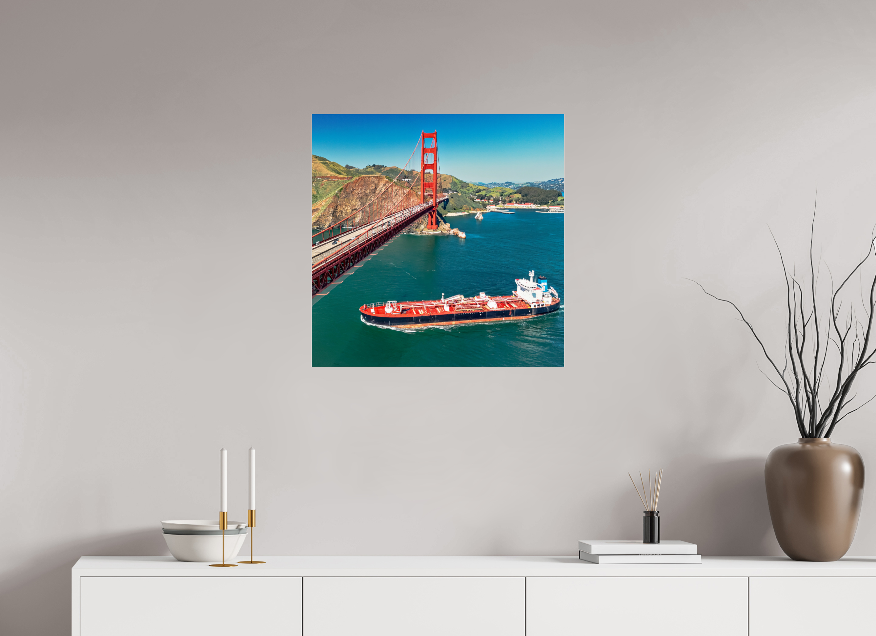 25 x 25″, Photo Print Under Acrylic Glass Golden Gate Bridge
