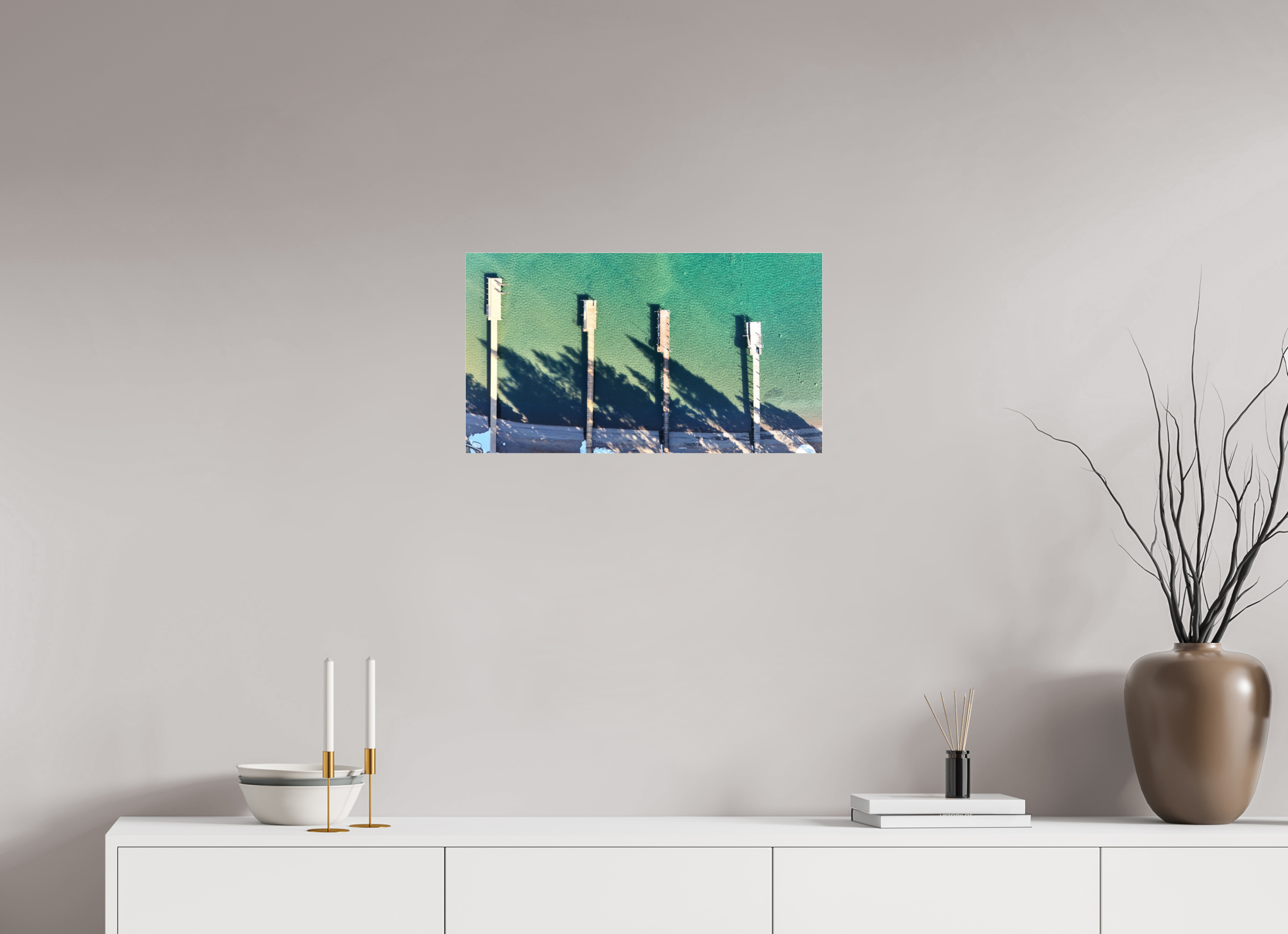 24 x 13.5″, Photo Print Under Acrylic Glass Sky view docks