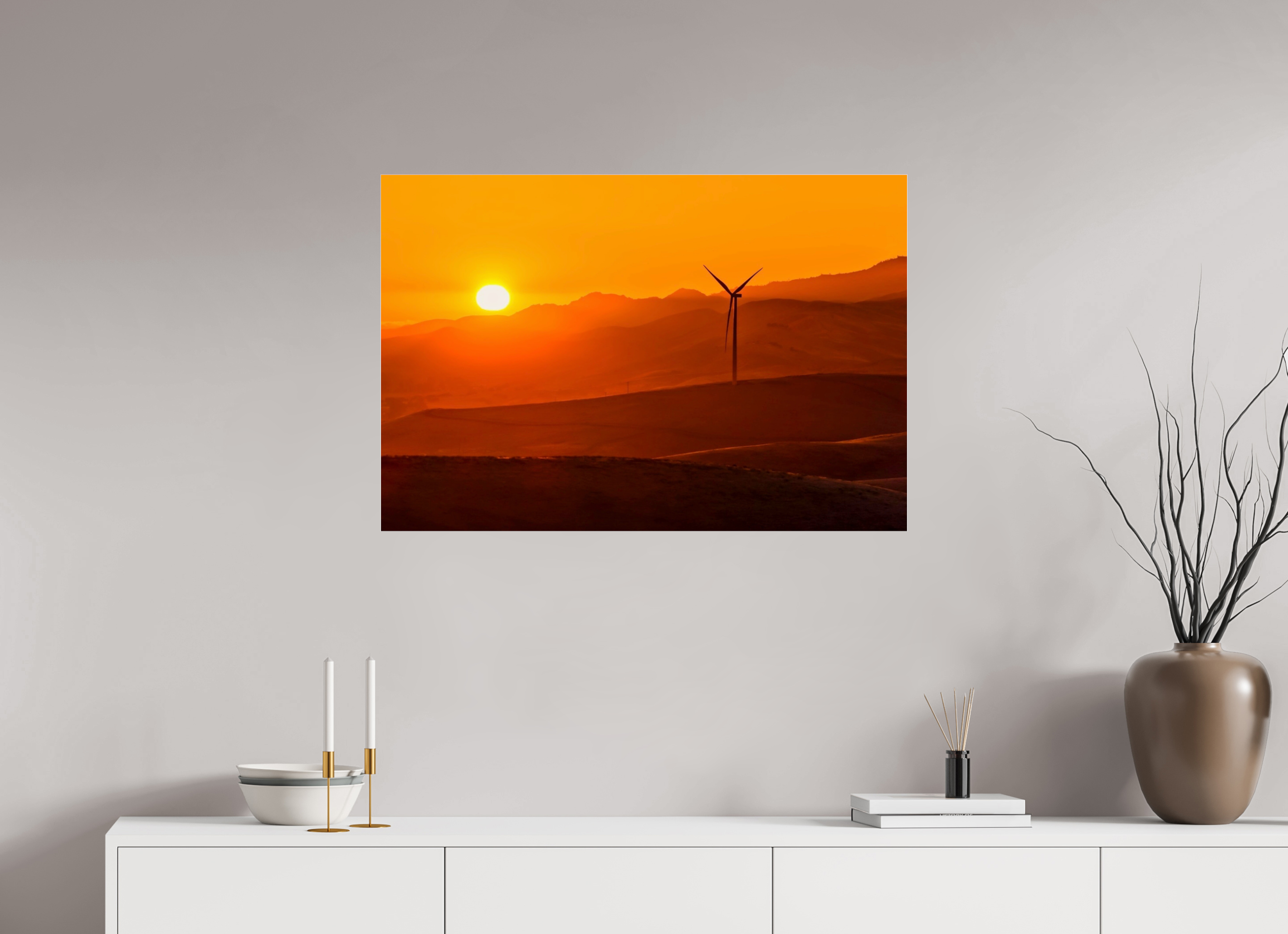 35.4 x 24″, Photo Print Under Acrylic Glass Sunset in the Valley