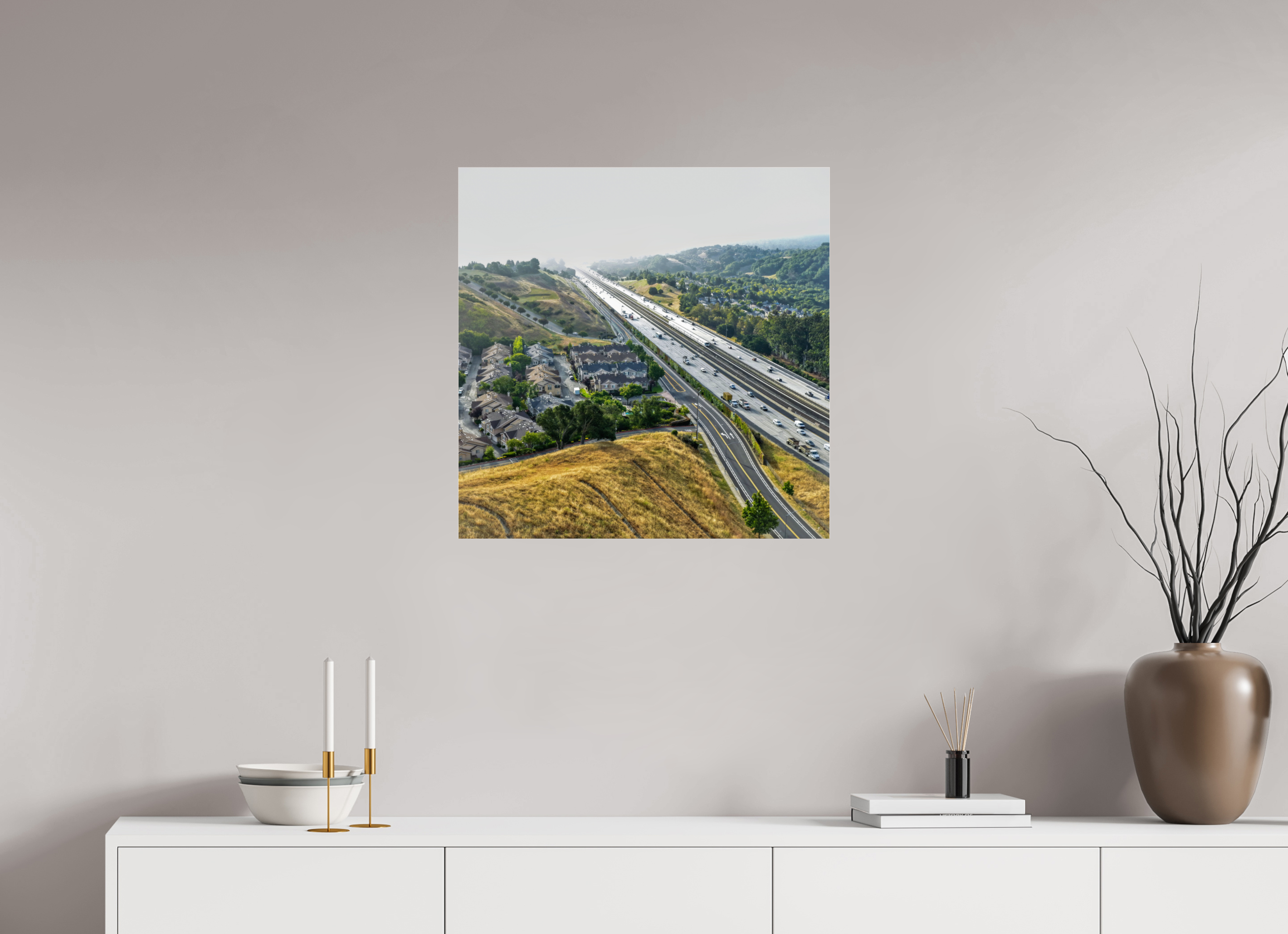 25 x 25″, Photo Print Under Acrylic Glass Fading highway