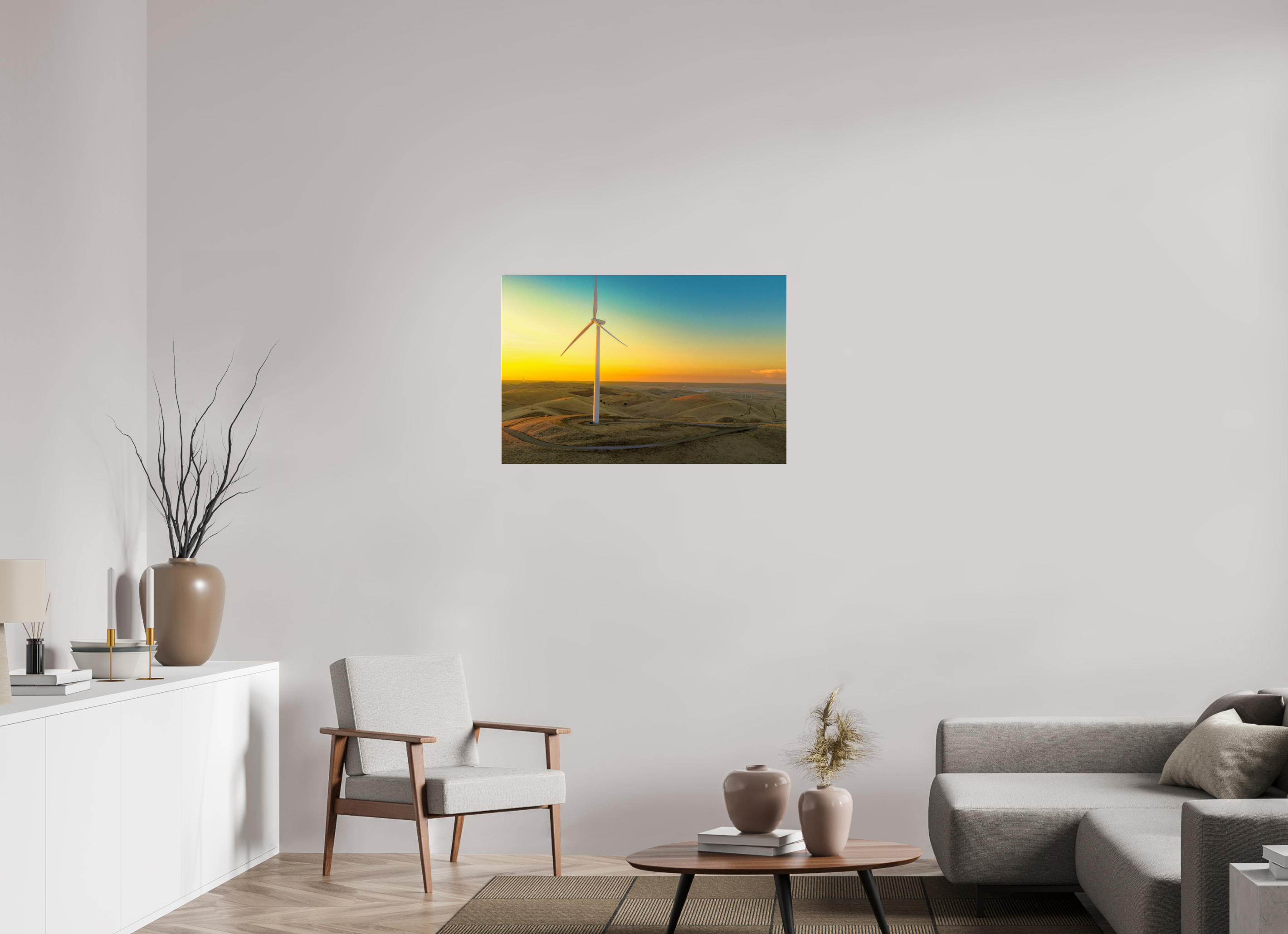 36.3 x 24″, Photo Print Under Acrylic Glass Sunset Windmill