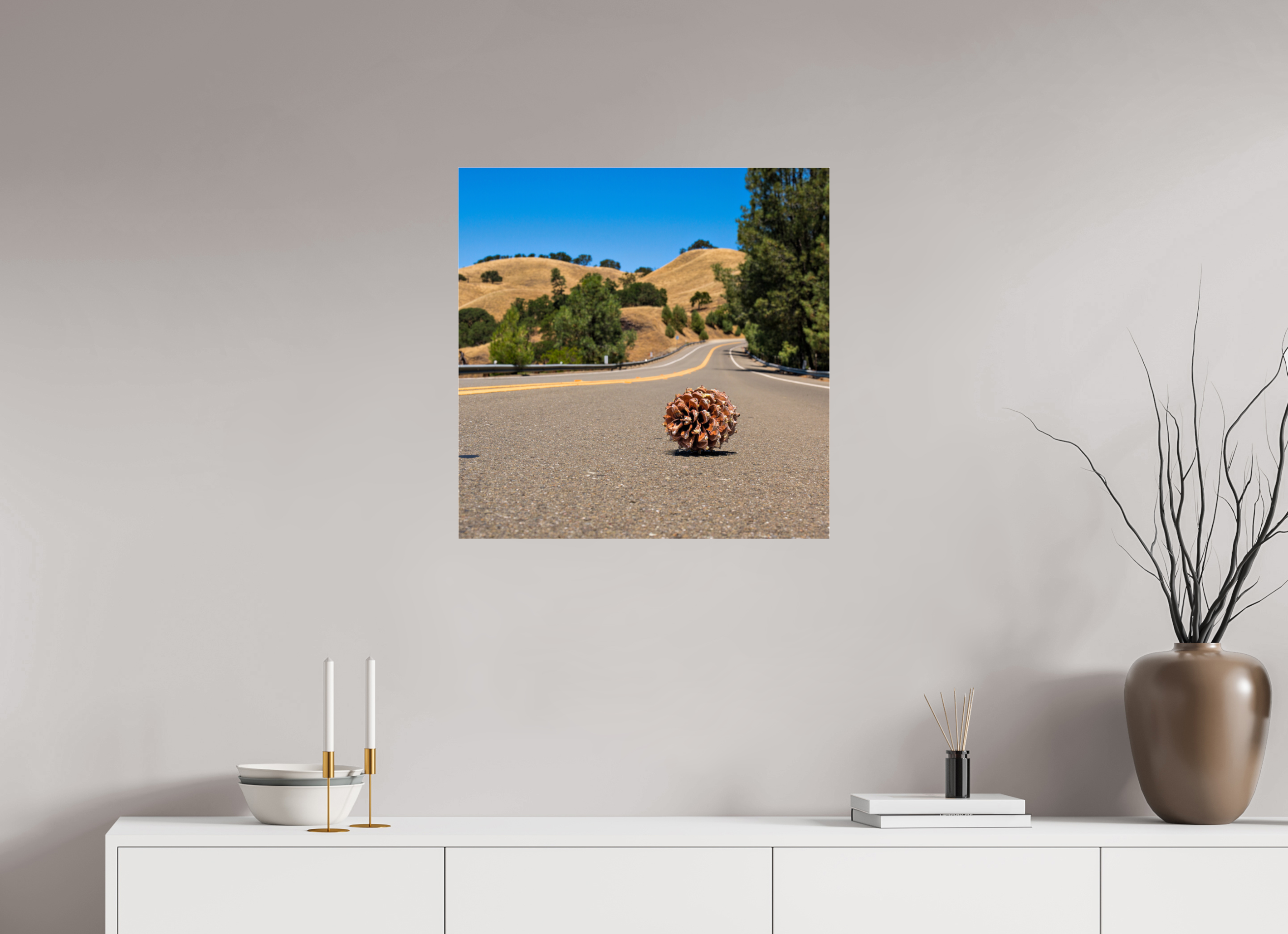 25 x 25″, Photo Print Under Acrylic Glass Lonely Road