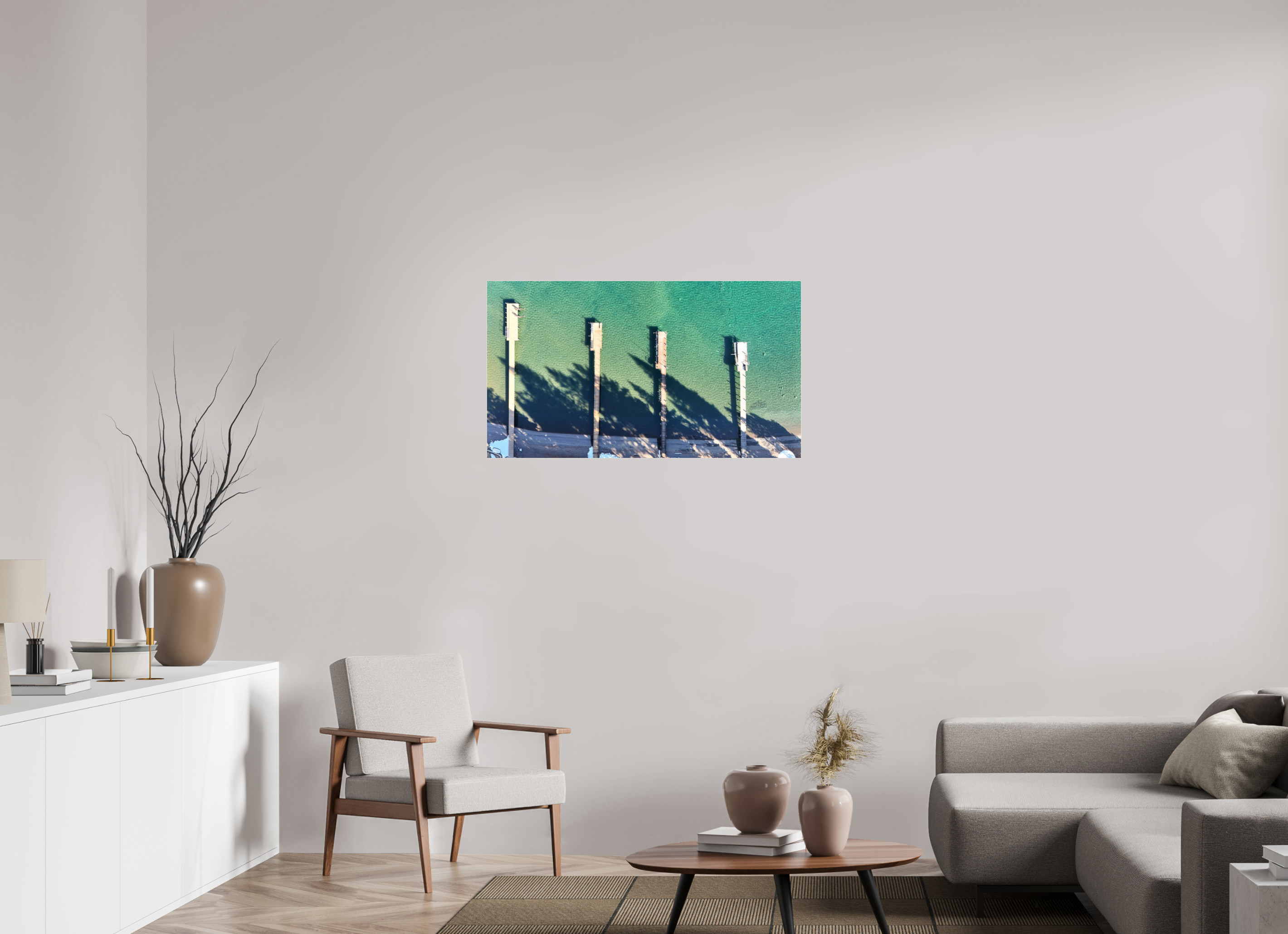 40 x 22.5″, Photo Print Under Acrylic Glass Sky view docks