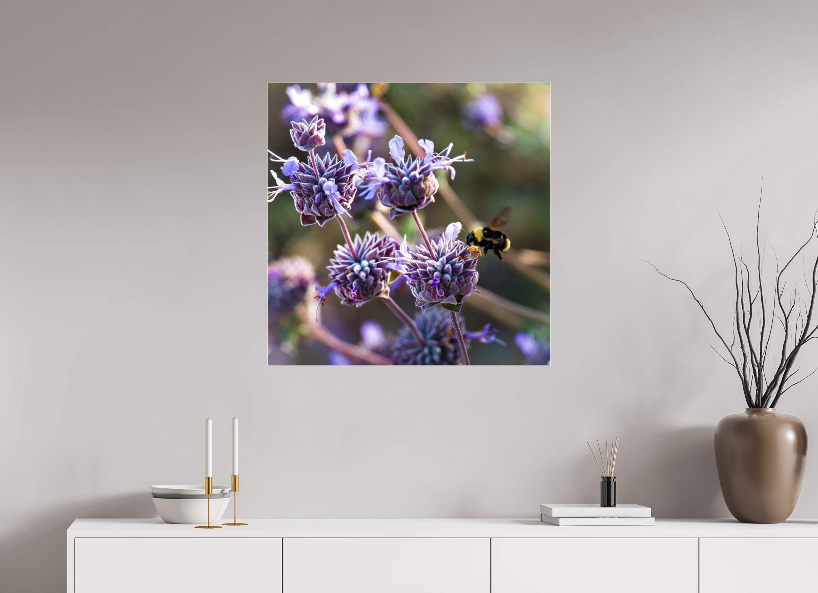 30 x 30″, Photo Print Under Acrylic Glass Summer Bee