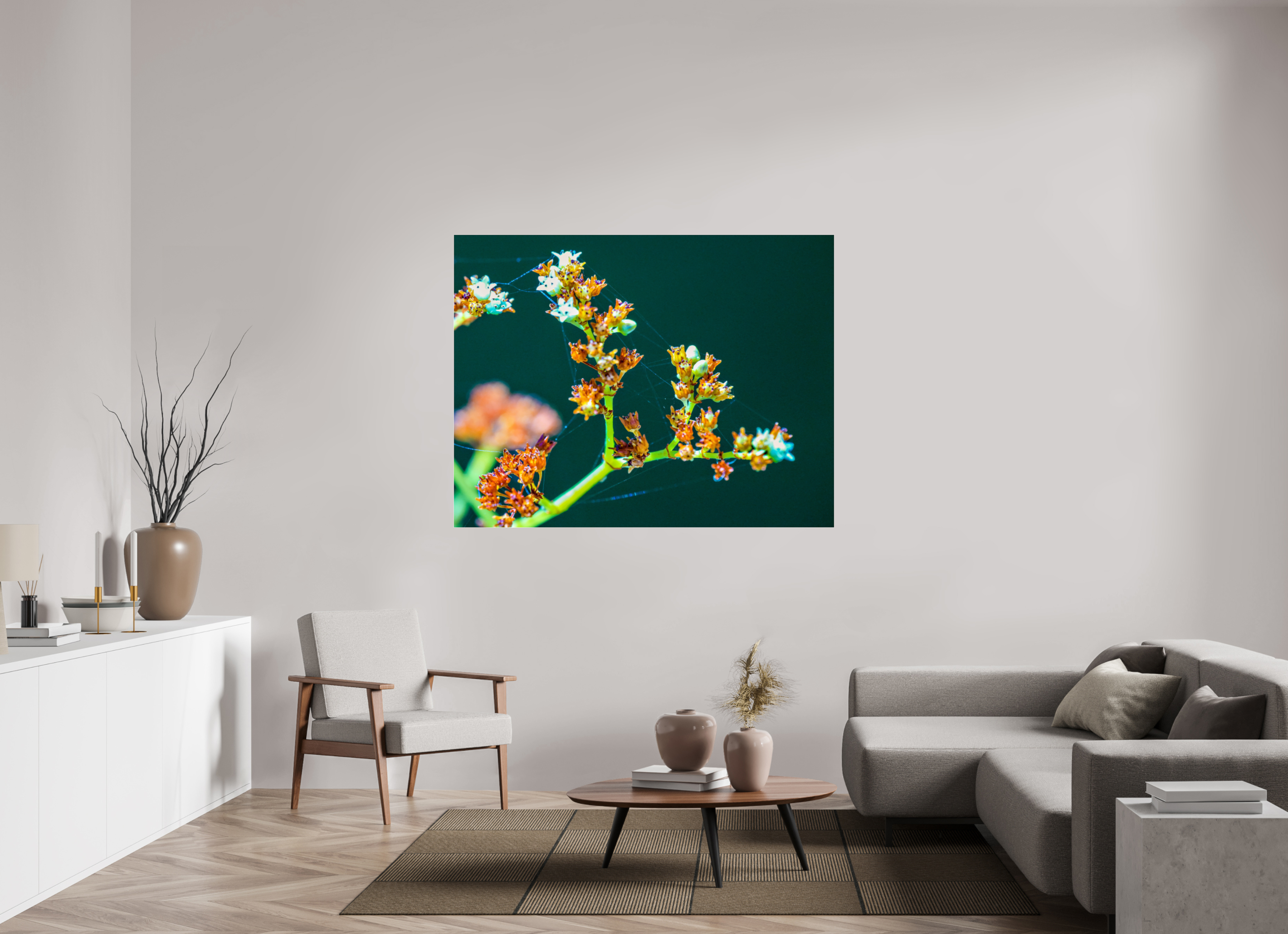 61.1 x 47″, Photo Print Under Acrylic Glass Flower Web