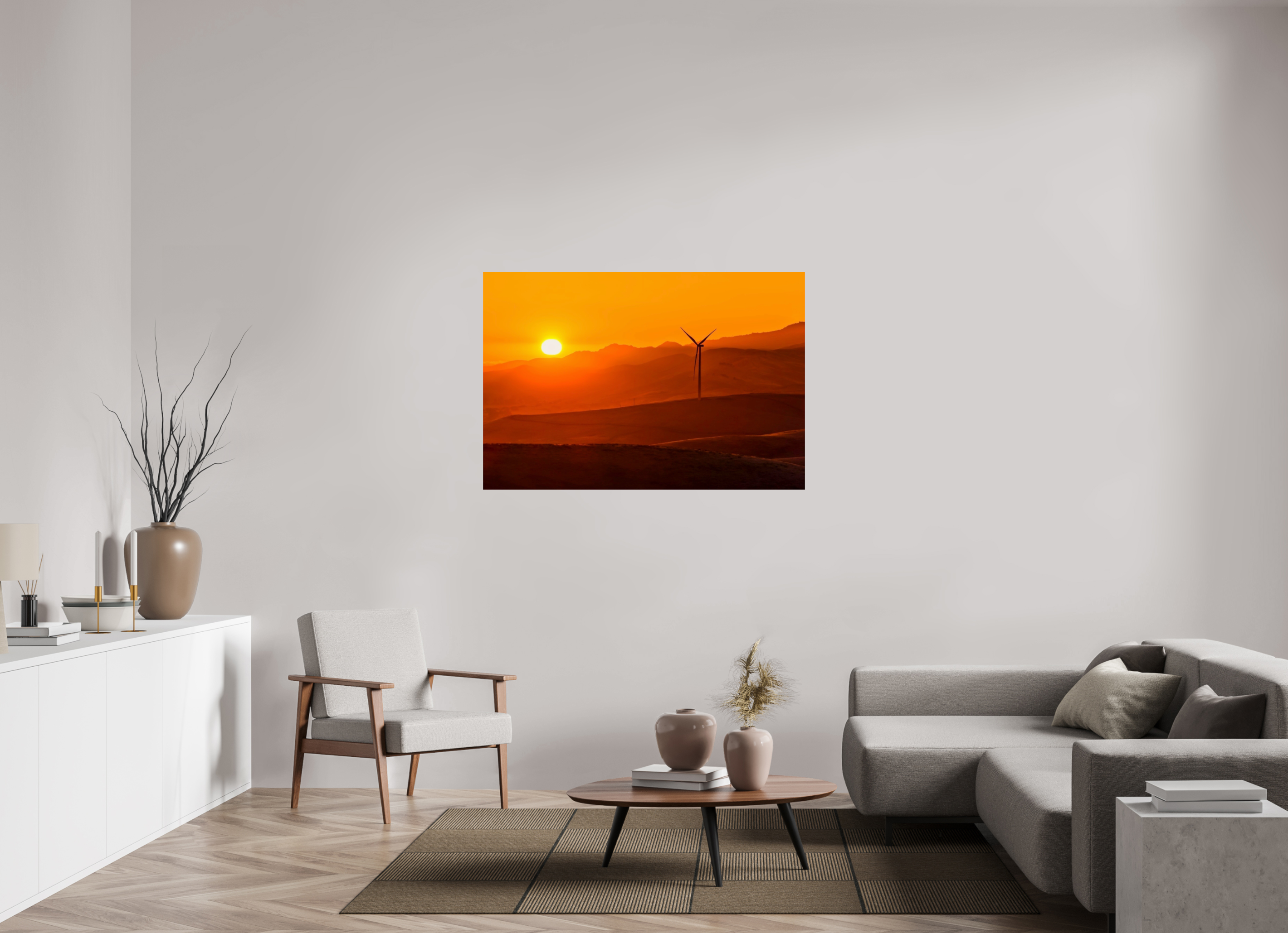 51.7 x 35″, Photo Print Under Acrylic Glass Sunset in the Valley