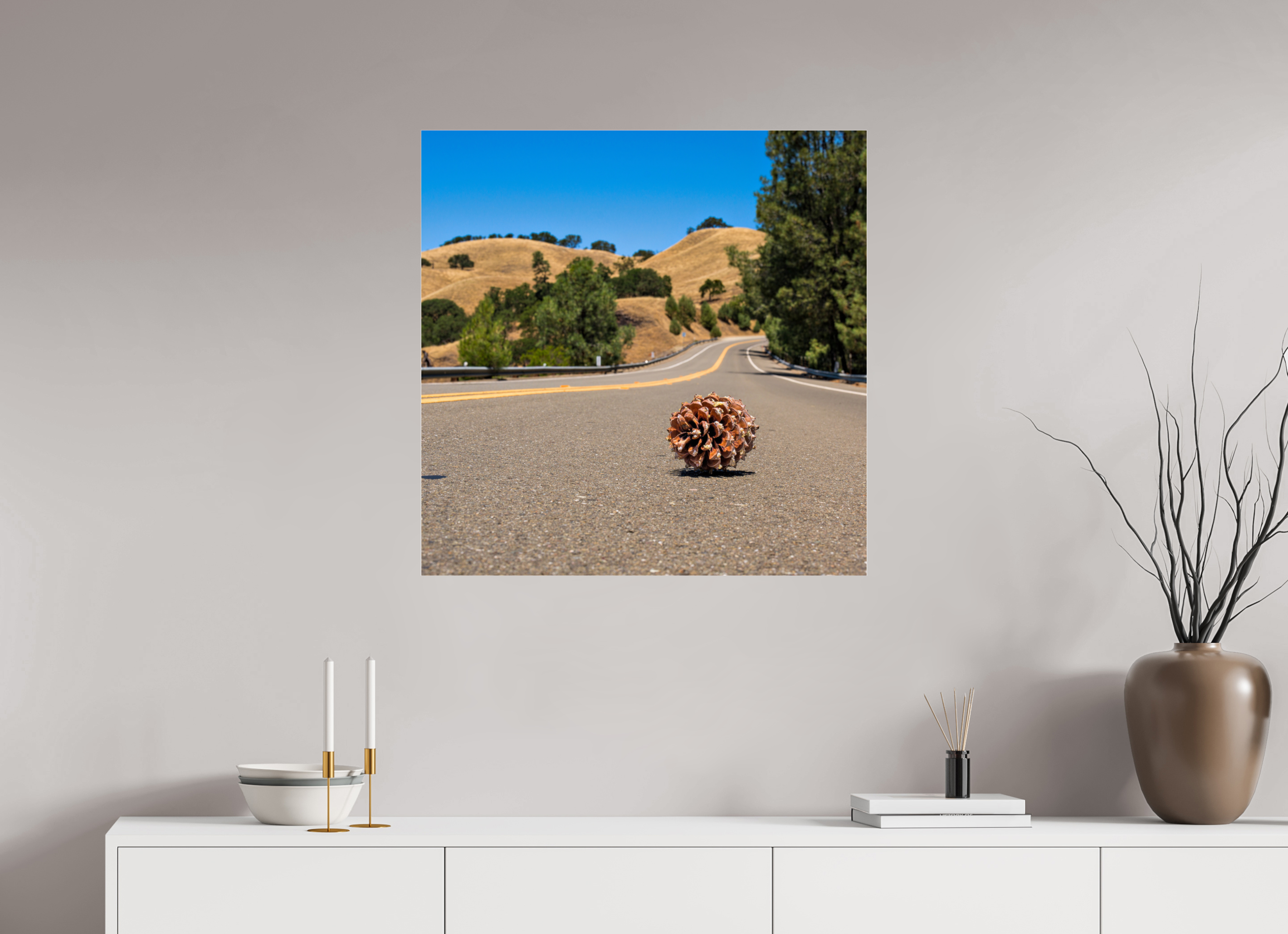 30 x 30″, Photo Print Under Acrylic Glass Lonely Road