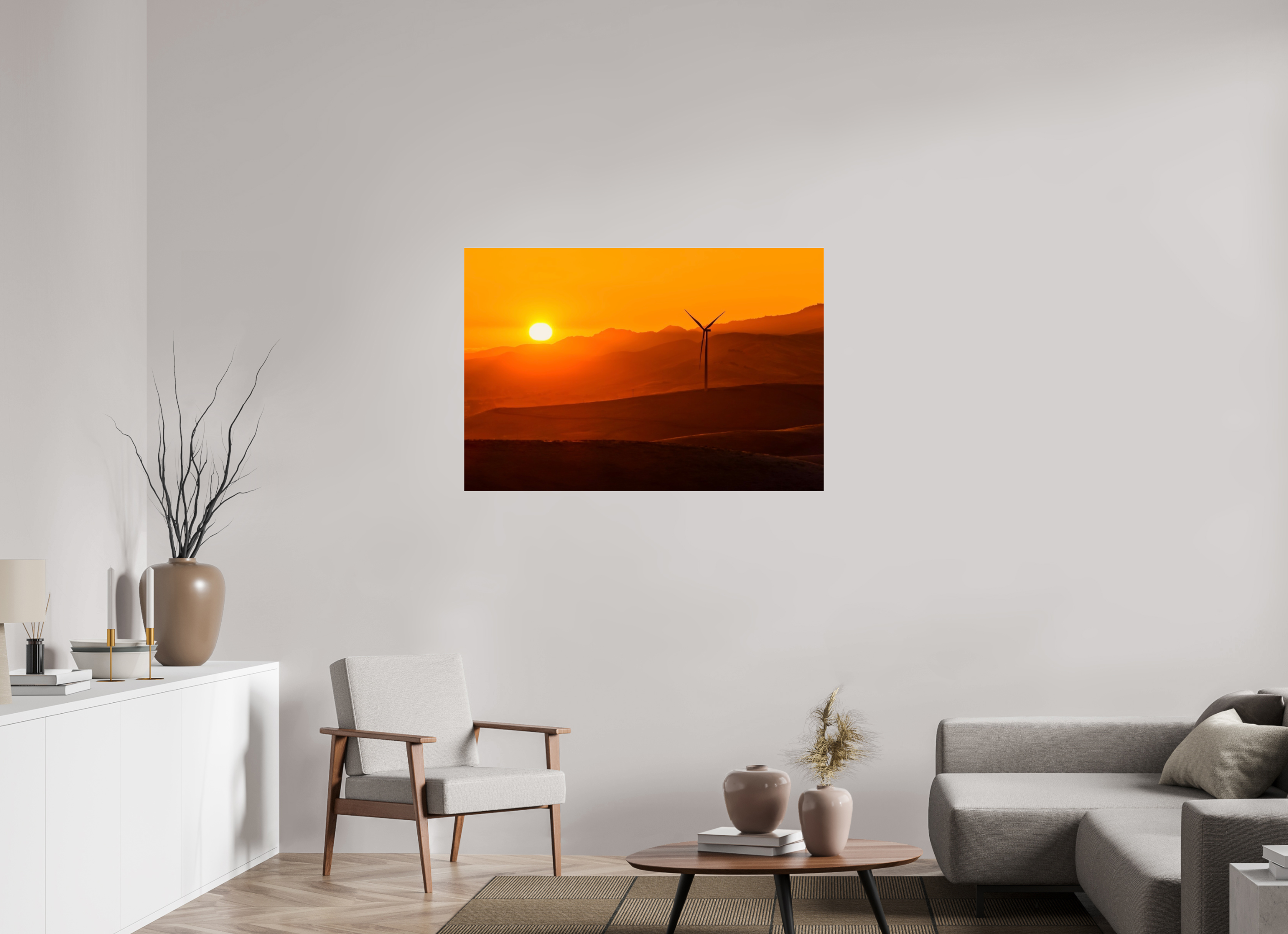 45.8 x 31″, Photo Print Under Acrylic Glass Sunset in the Valley