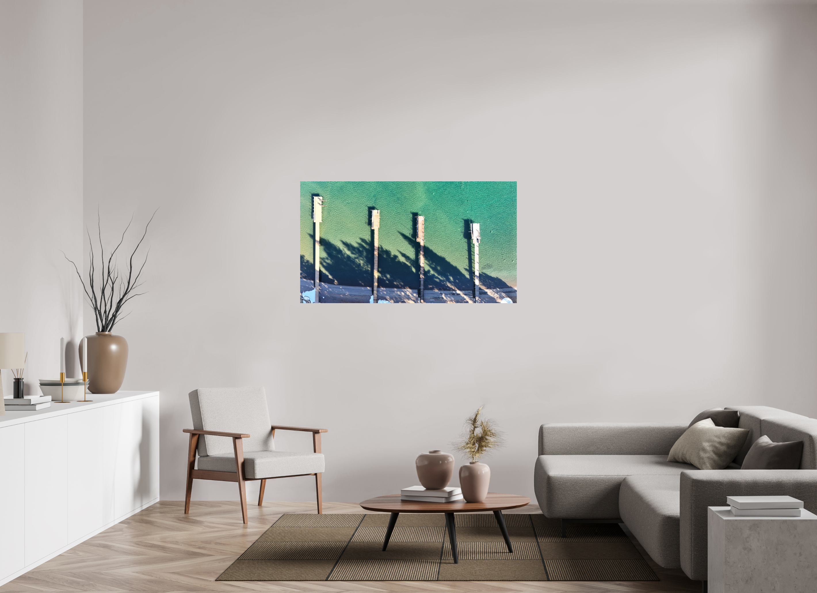 55 x 30.9″, Photo Print On Fuji Crystal DP II Sky view docks