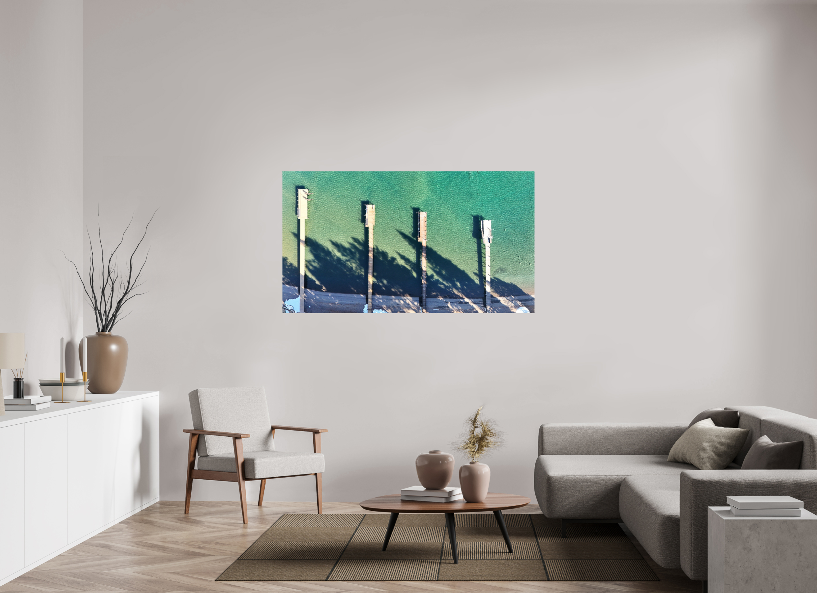 64 x 36″, Photo Print On Fuji Crystal DP II Sky view docks