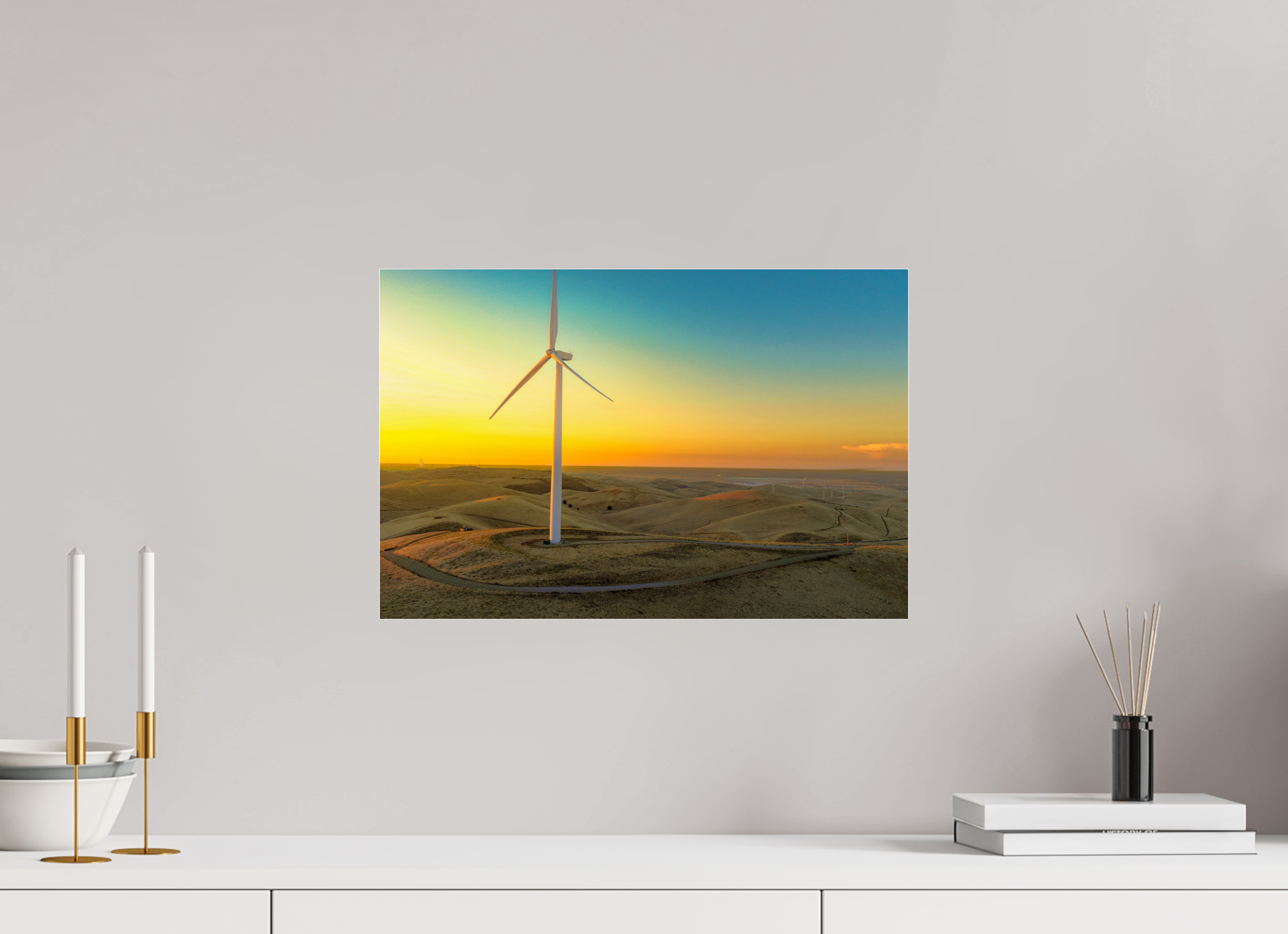 18.1 x 12″, Photo Print Under Acrylic Glass Sunset Windmill