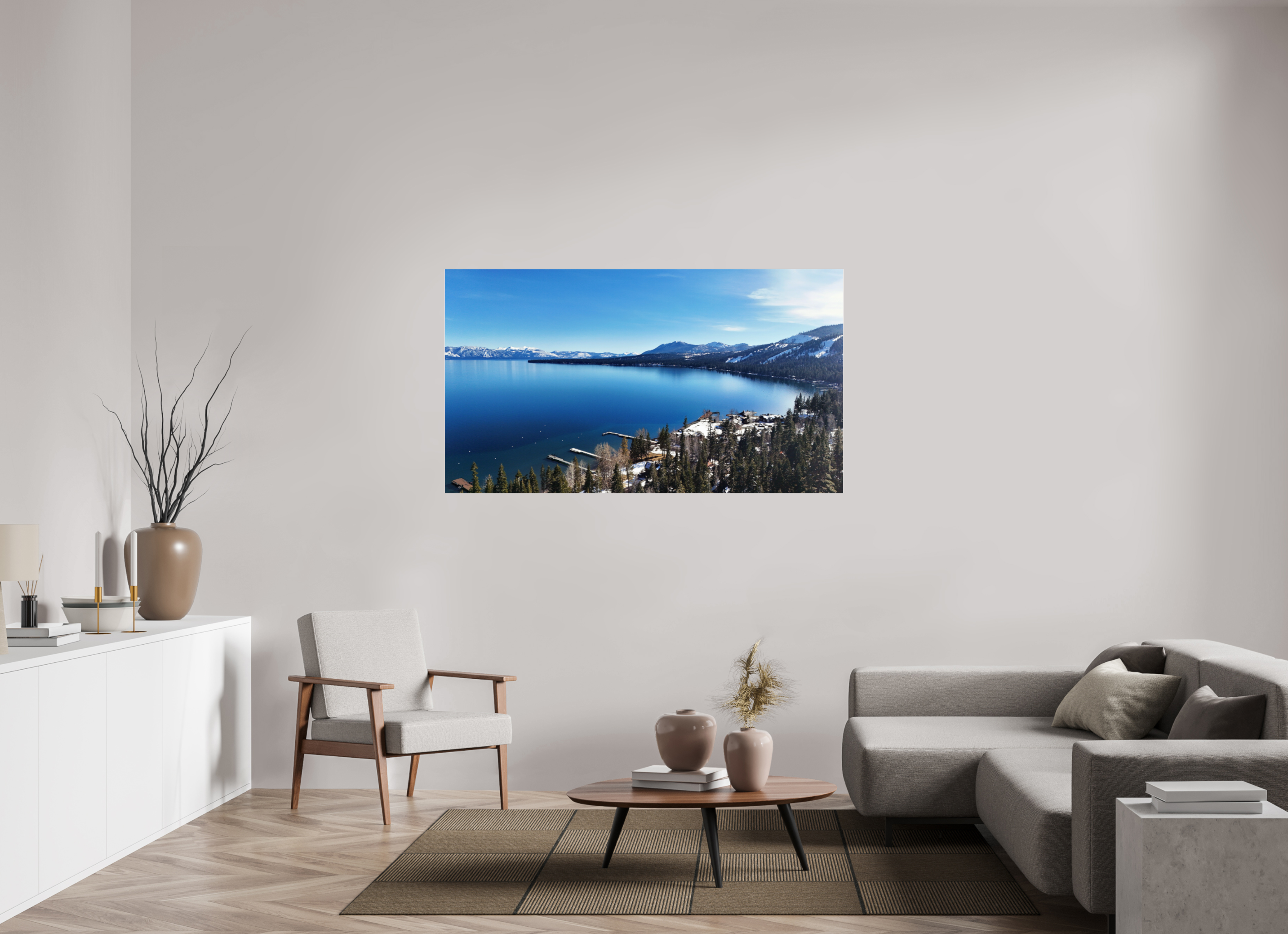 64 x 36″, Photo Print Under Acrylic Glass Lake Tahoe Winter Calm