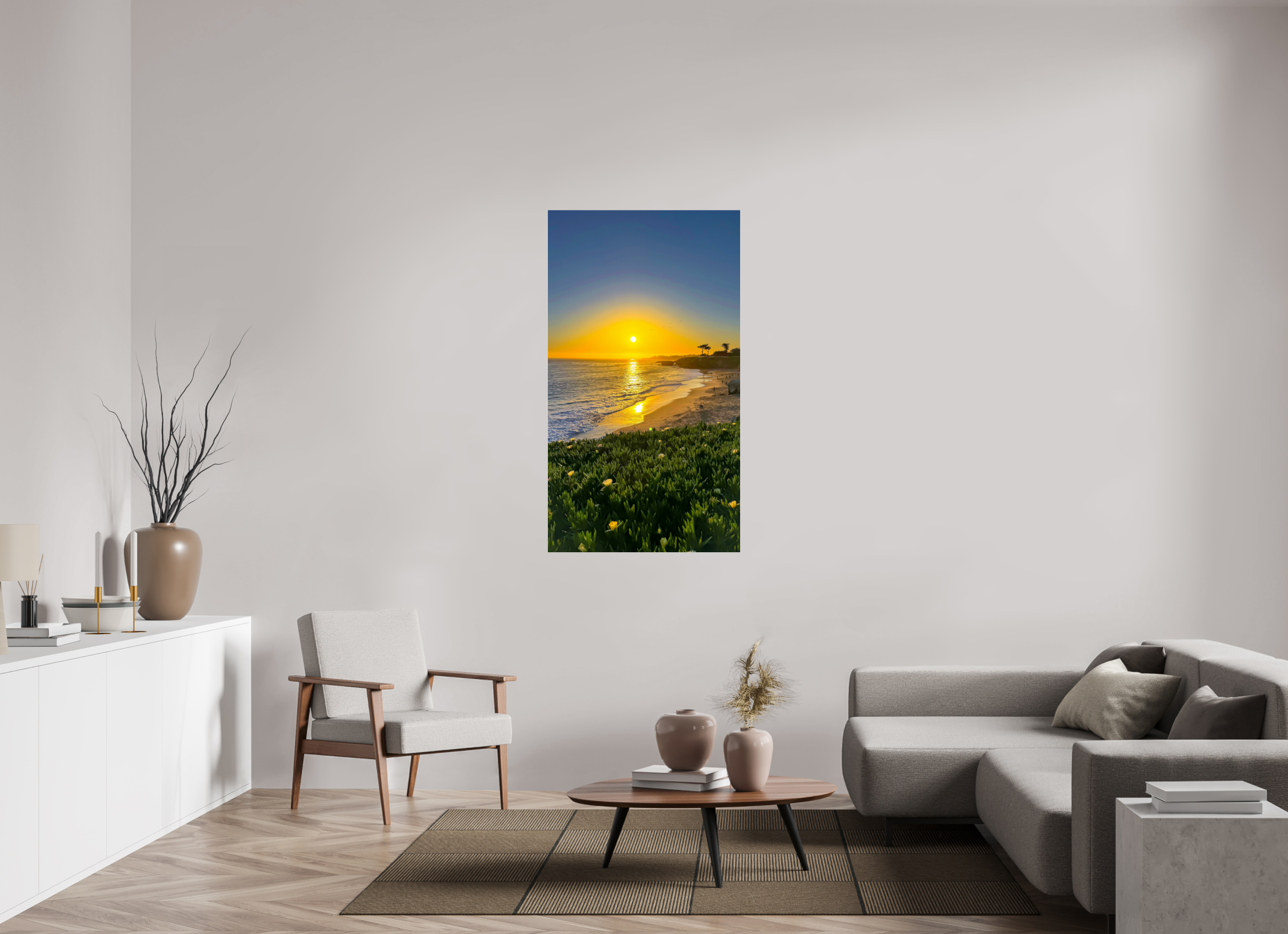 30.9 x 55″, Photo Print Under Acrylic Glass Sunset coast