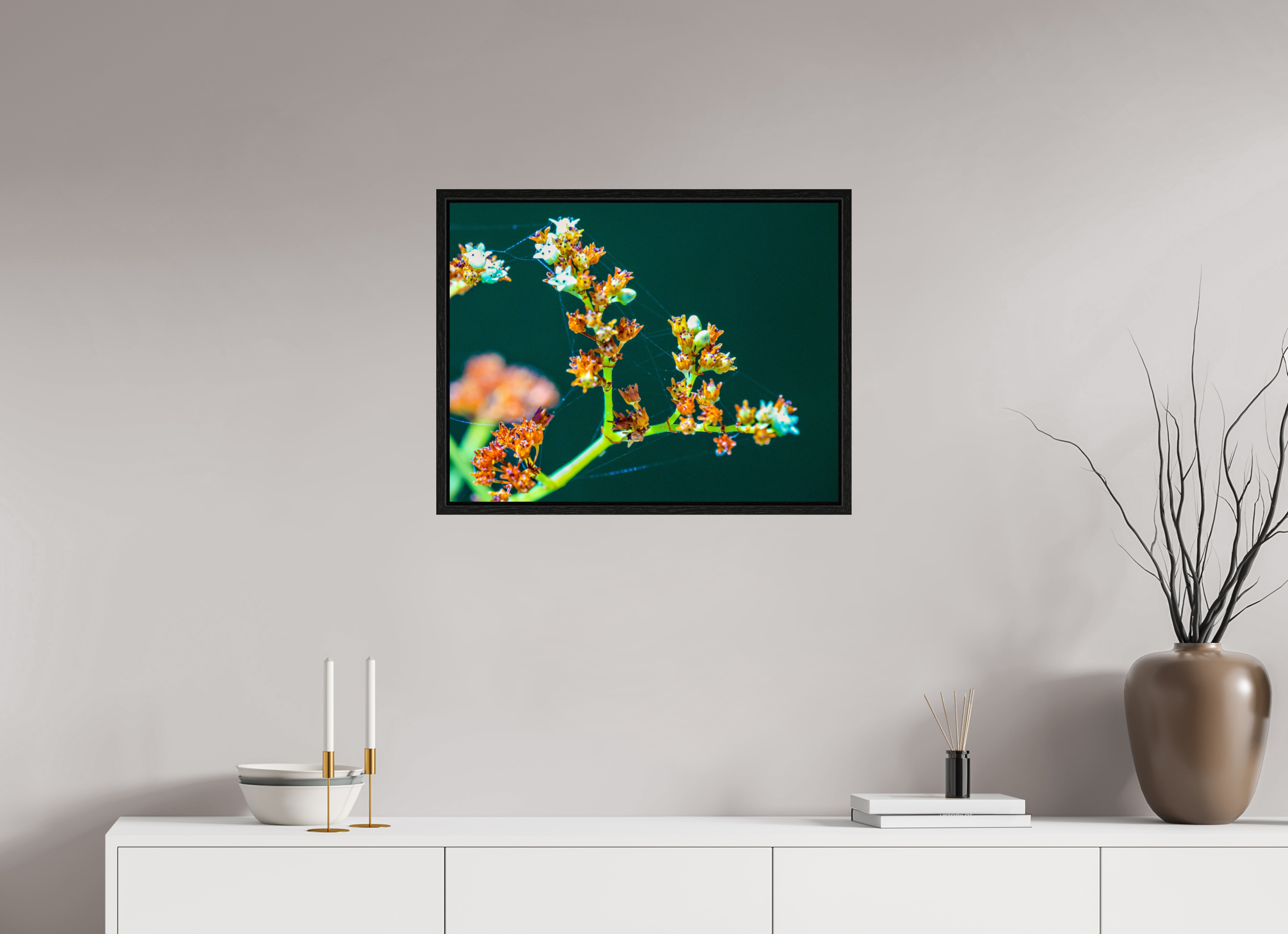 26 x 20″, Floater Frame Flower Web