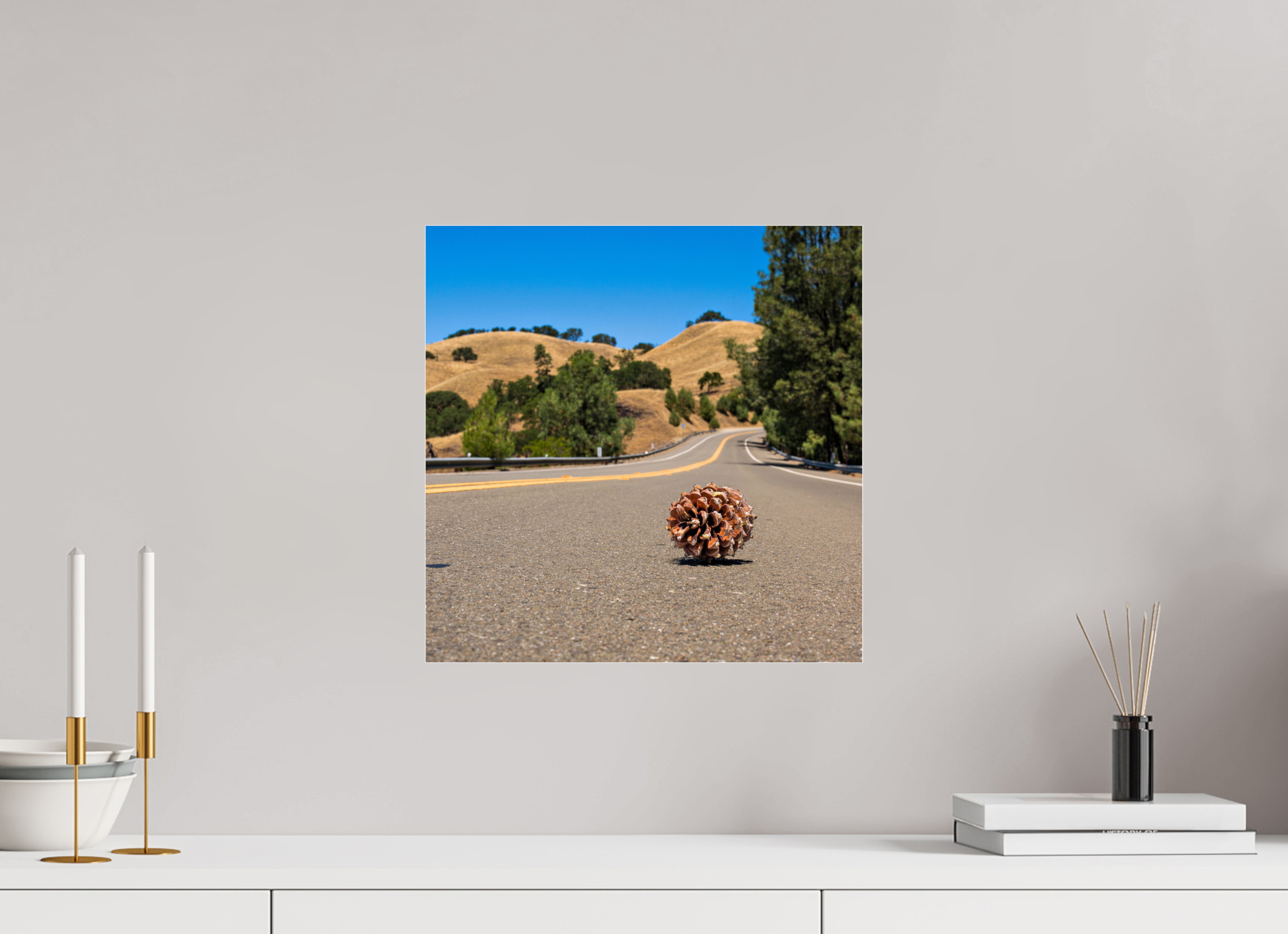 15 x 15″, Photo Print Under Acrylic Glass Lonely Road