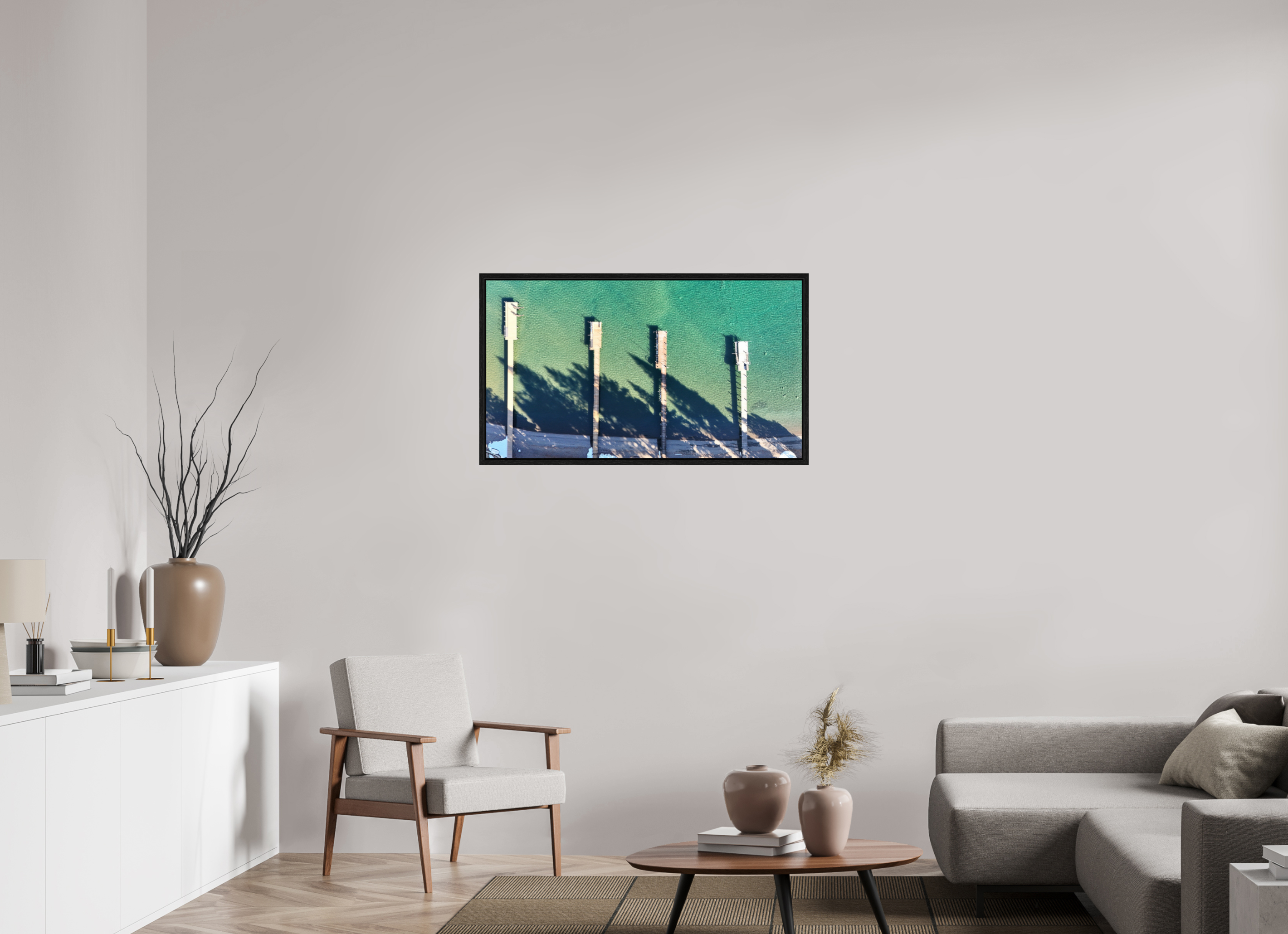 40 x 22.5″, Floater Frame Sky view docks